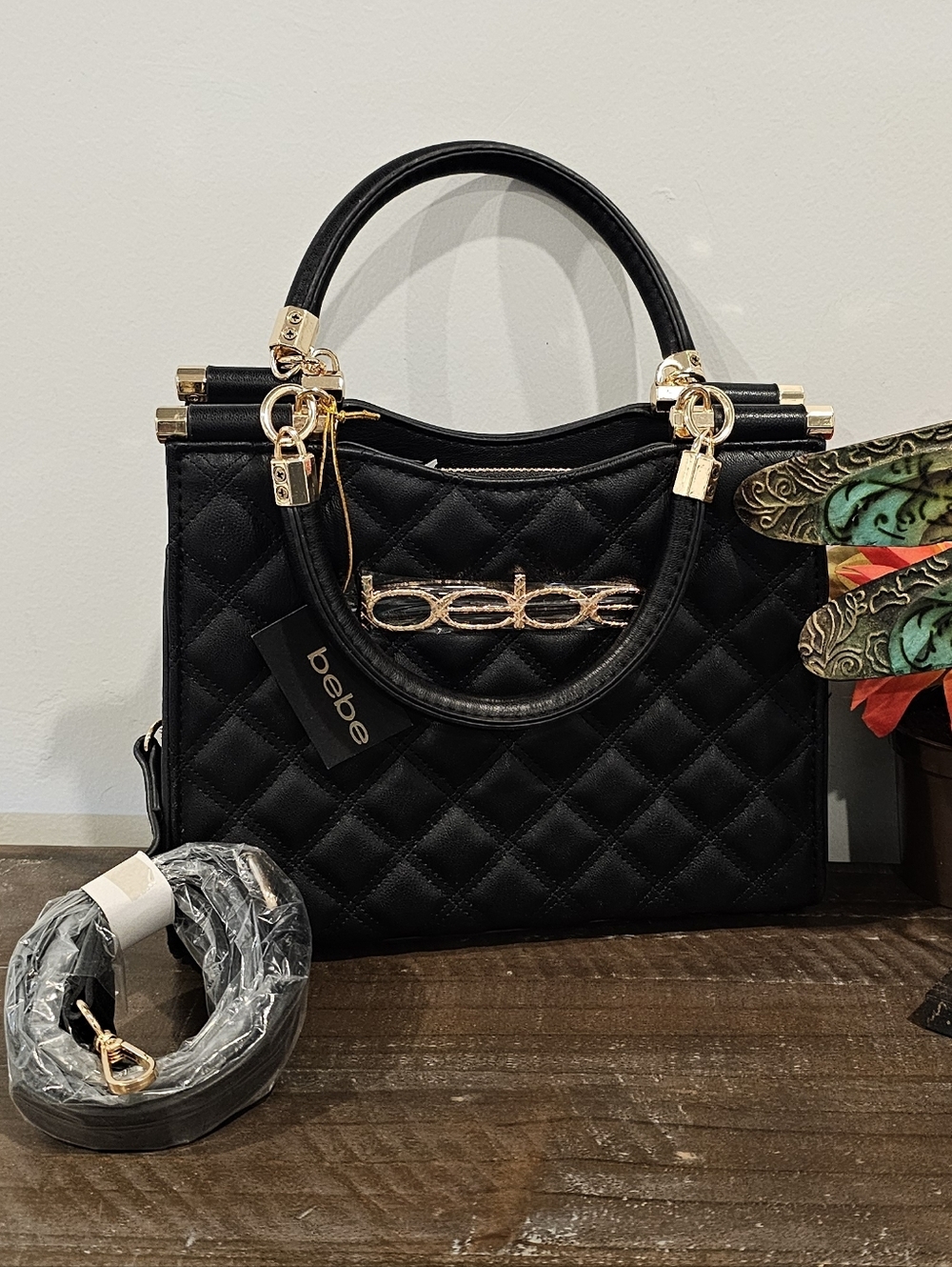 NWT Bebe Black Quilted Satchel